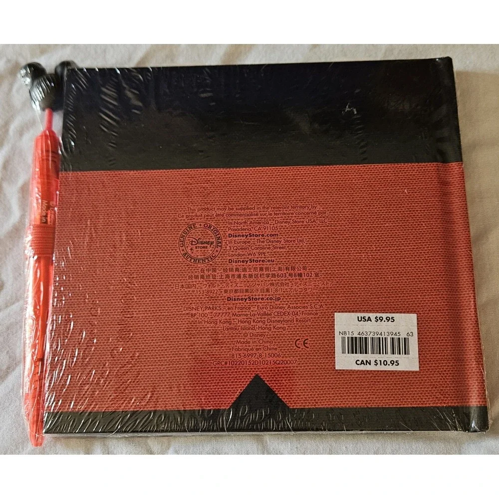 Disney Store Autographs Notebook & Mickey Mouse Pen Set Sealed Red Black